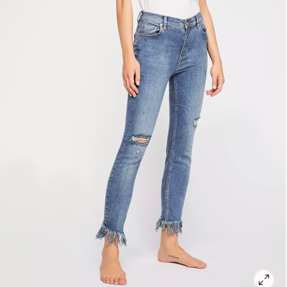 Free People Great Heights Frayed Skinny Jeans
